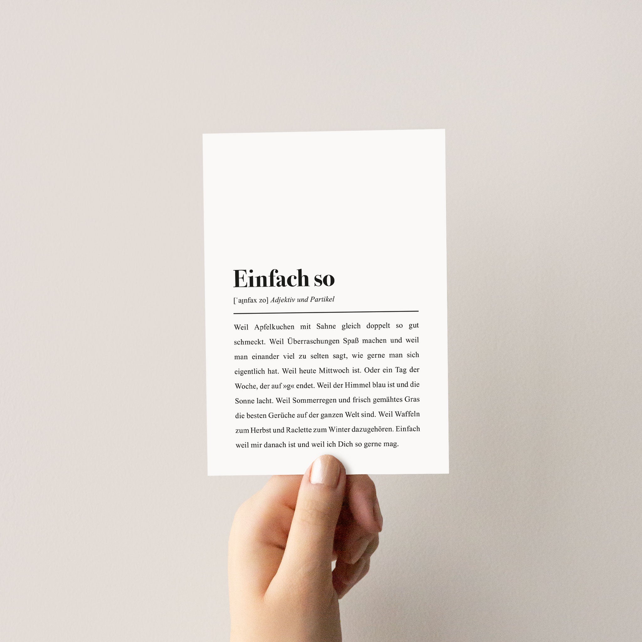 Einfach So Definition: Postkarte