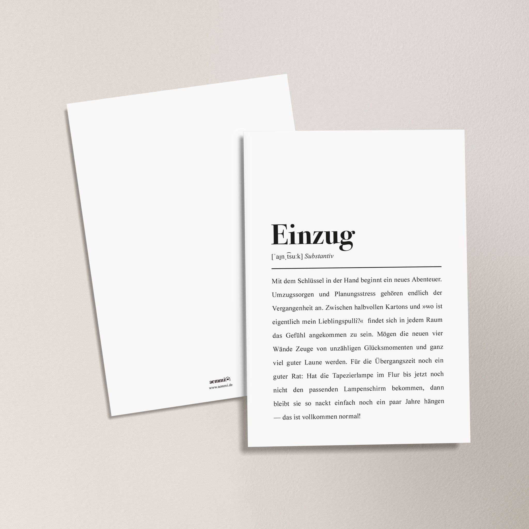 Einzug Definition: Postkarte