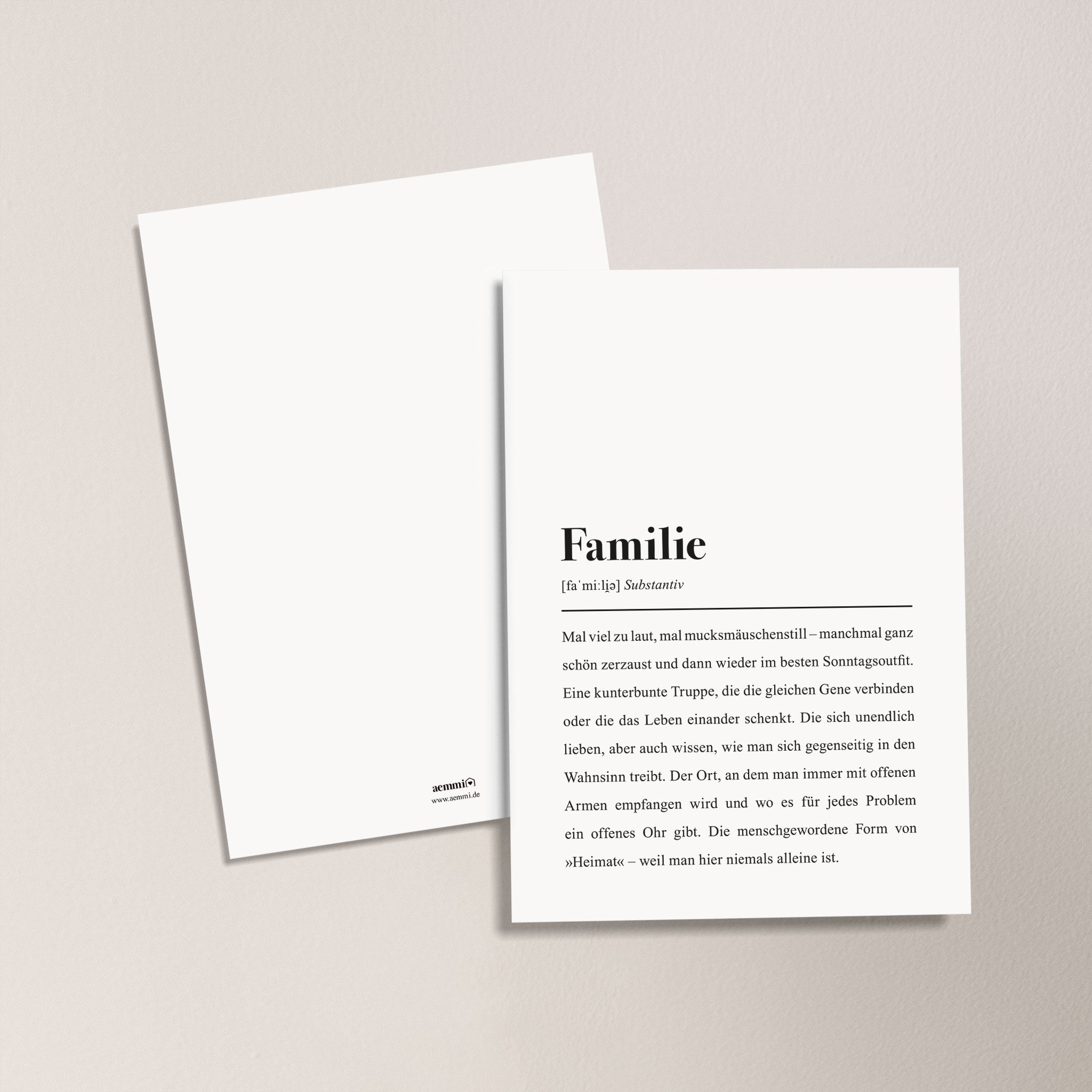 Familie Definition: Postkarte
