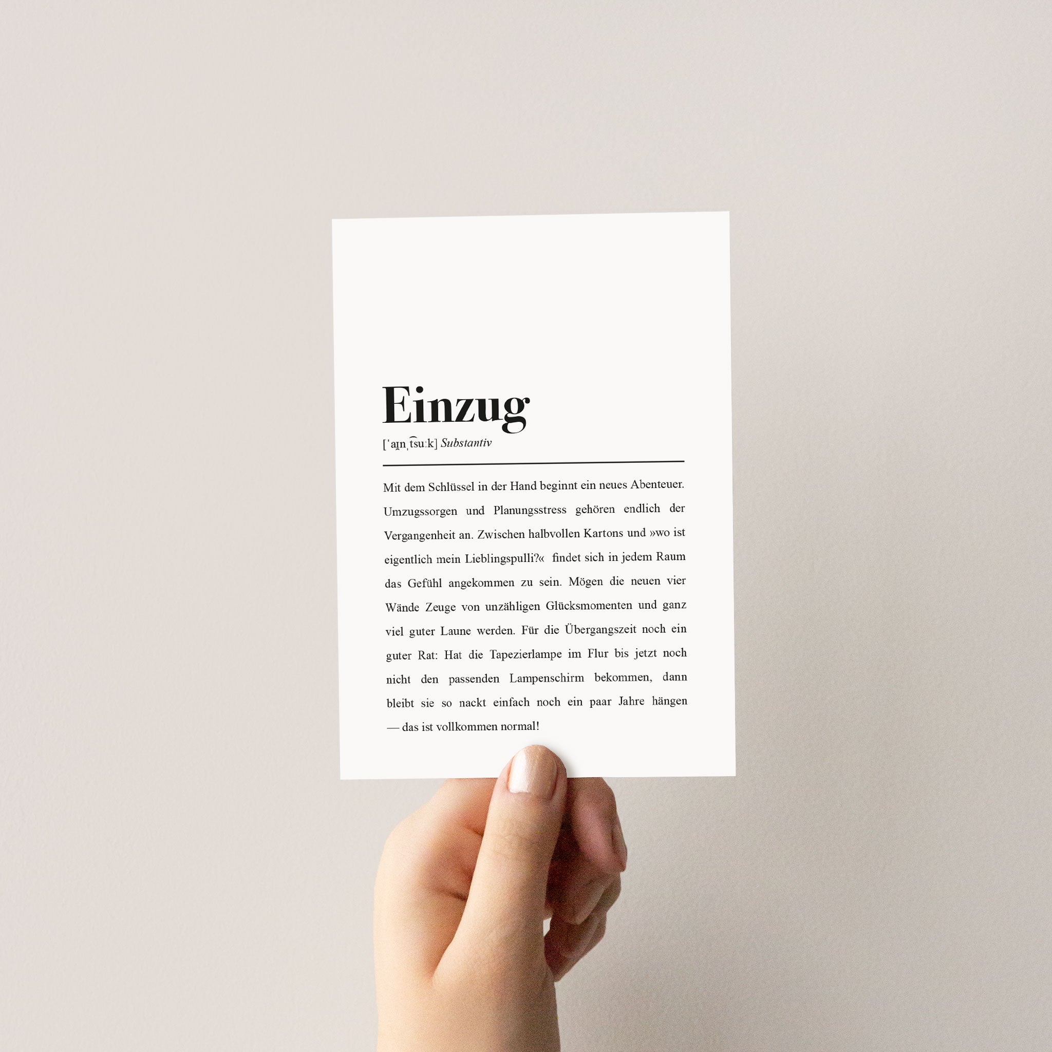 Einzug Definition: Postkarte