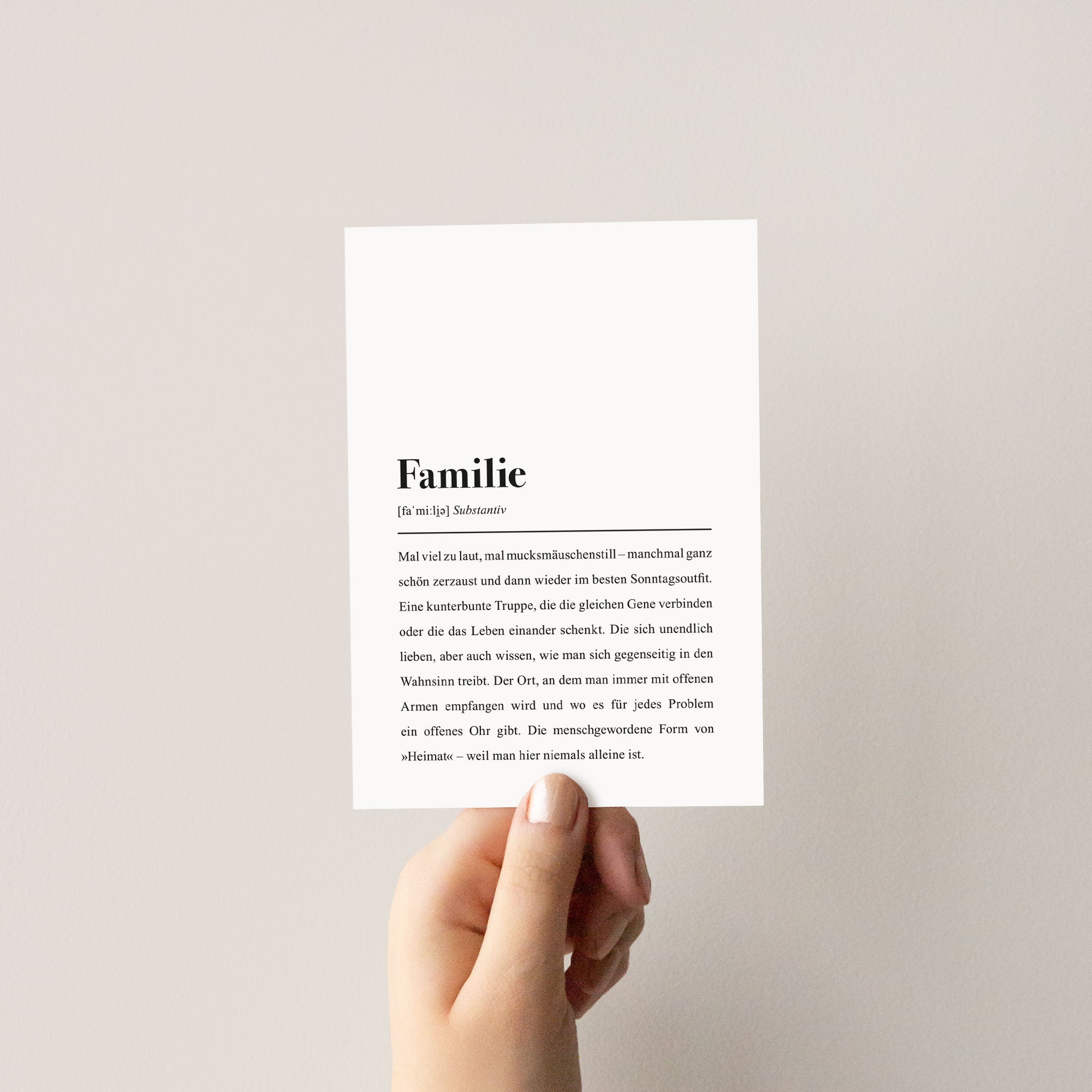 Familie Definition: Postkarte