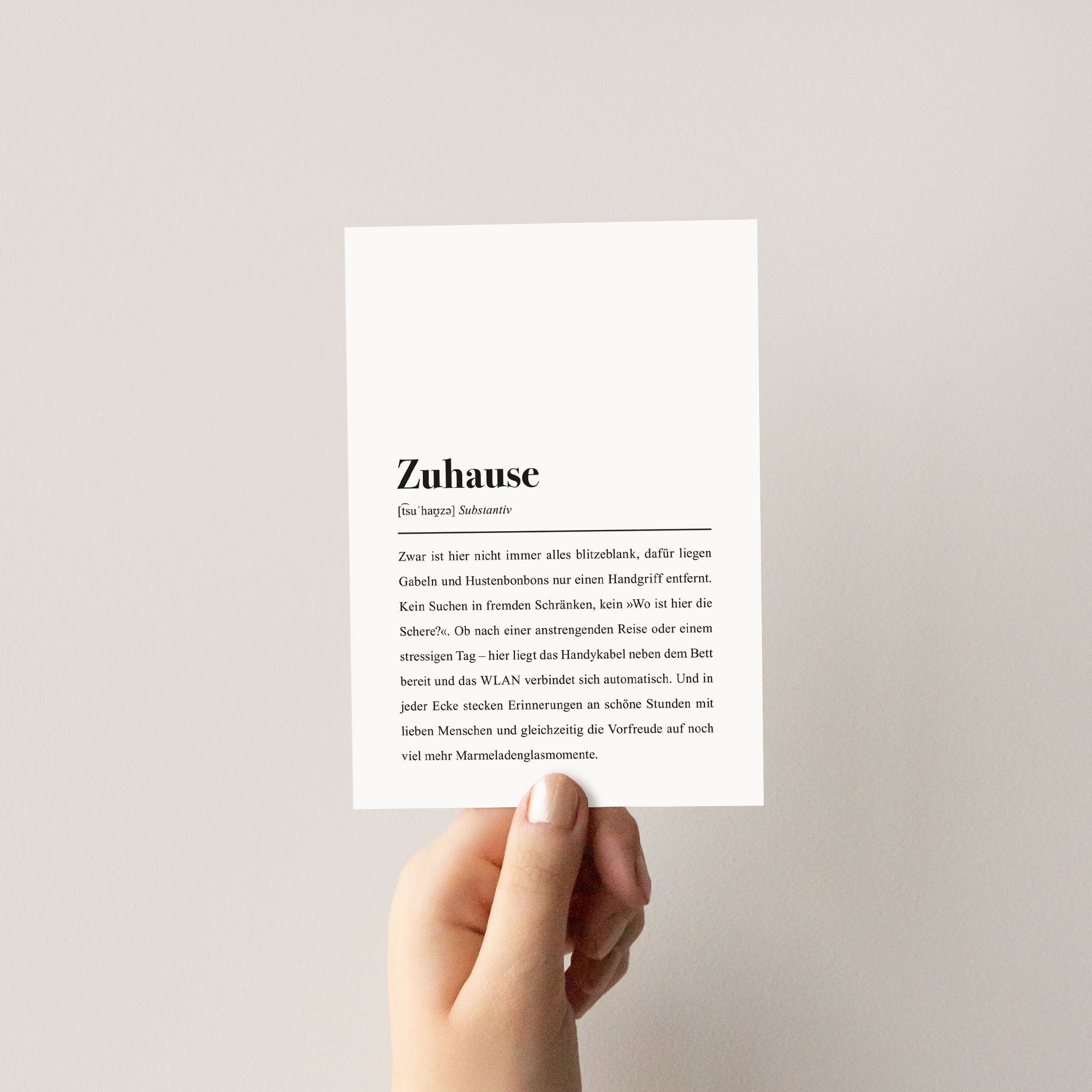 Zuhause Definition: Postkarte