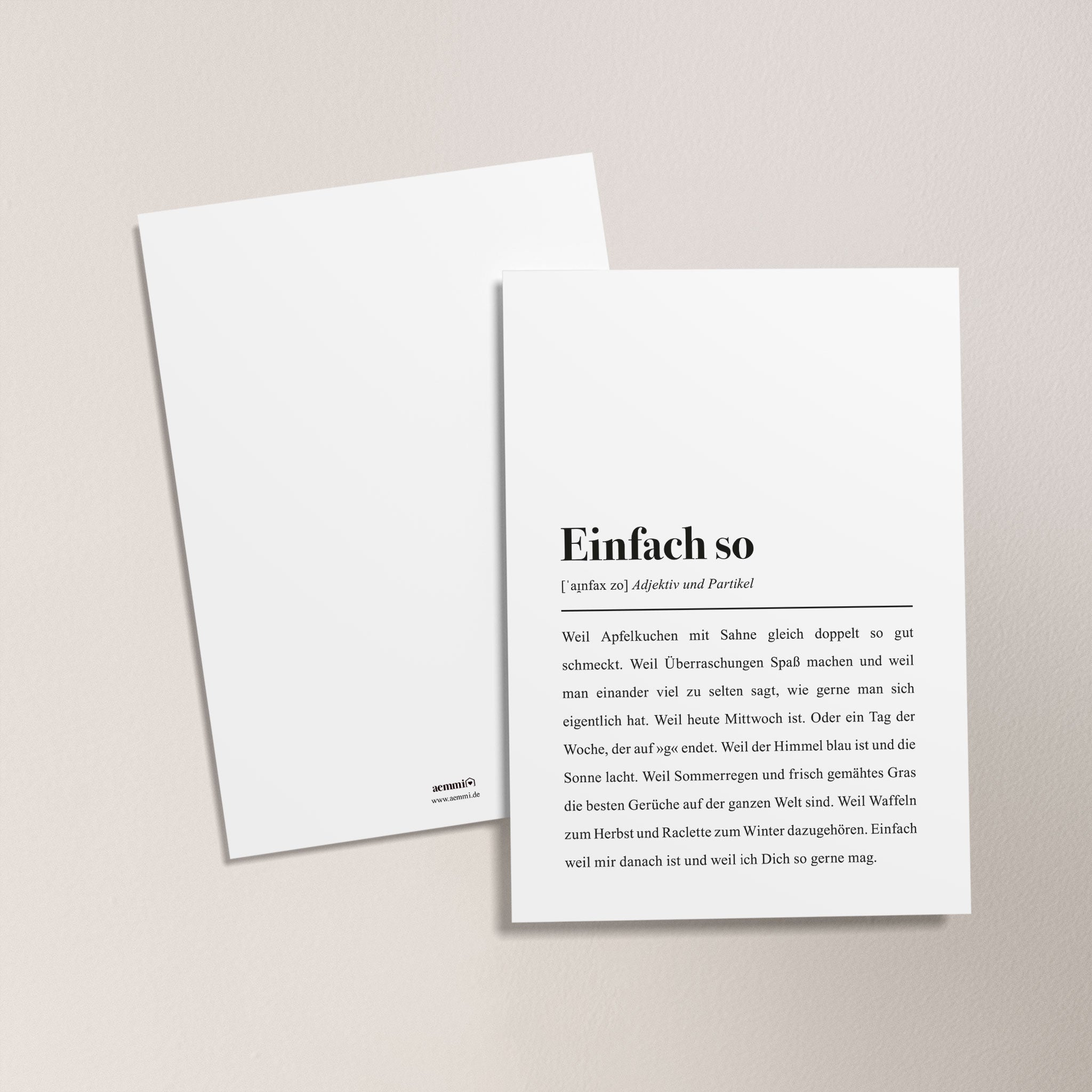Einfach So Definition: Postkarte