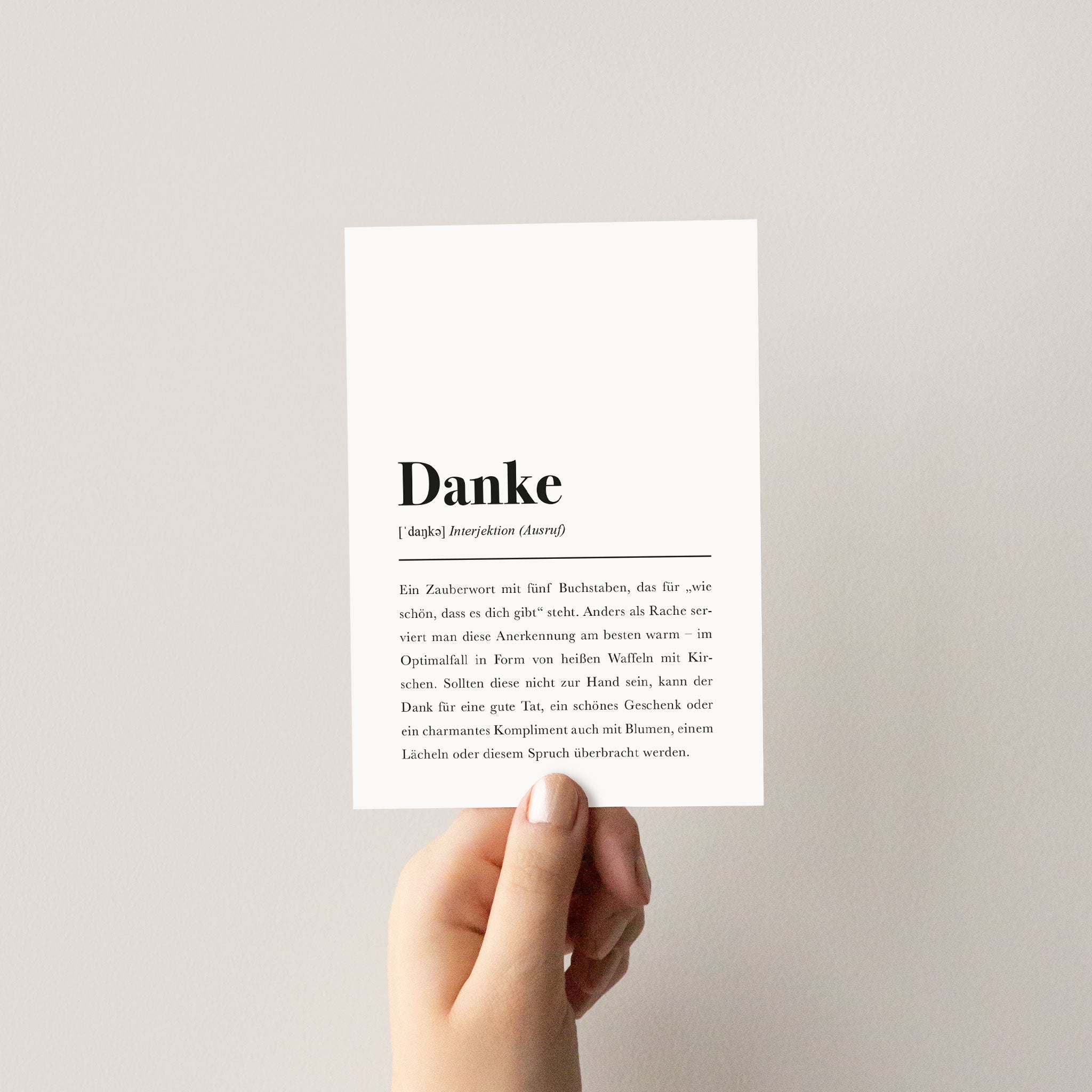 Danke Definition: Postkarte